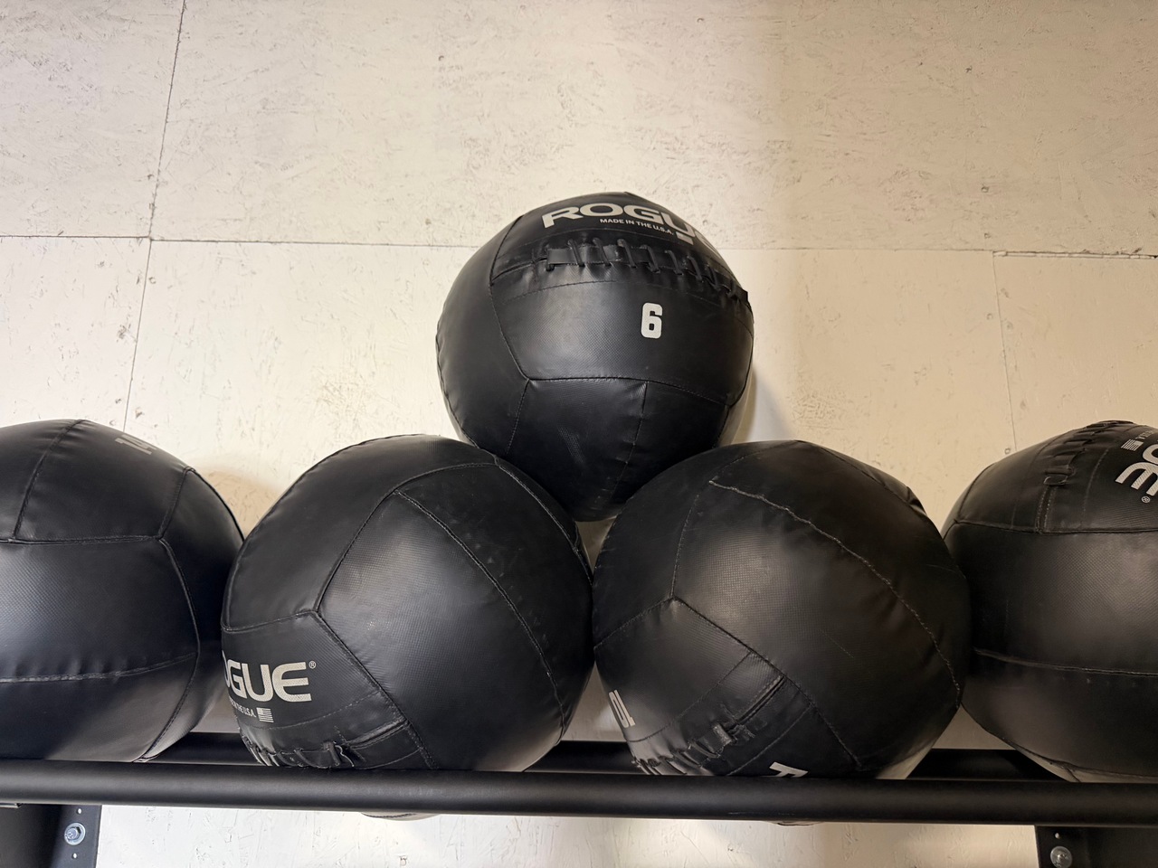 Rack of wall balls (medicine balls)